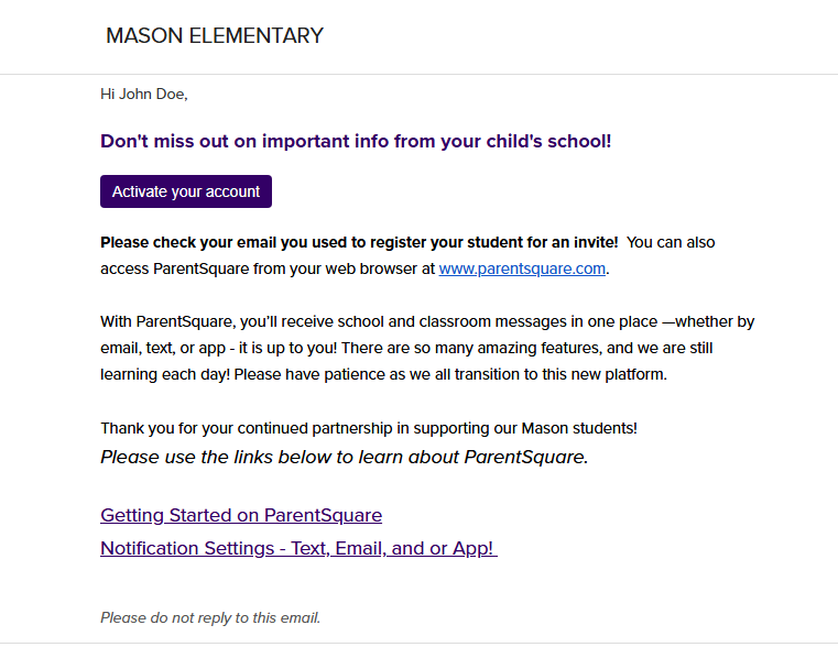 How to accept an invitation from Parent Square